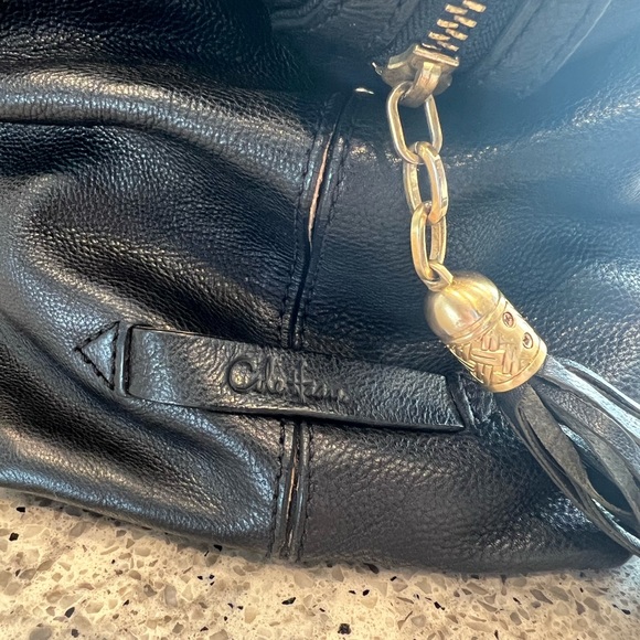 COLE HAAN Gorgeous Leather Black Bag with Tassle - Picture 5 of 13